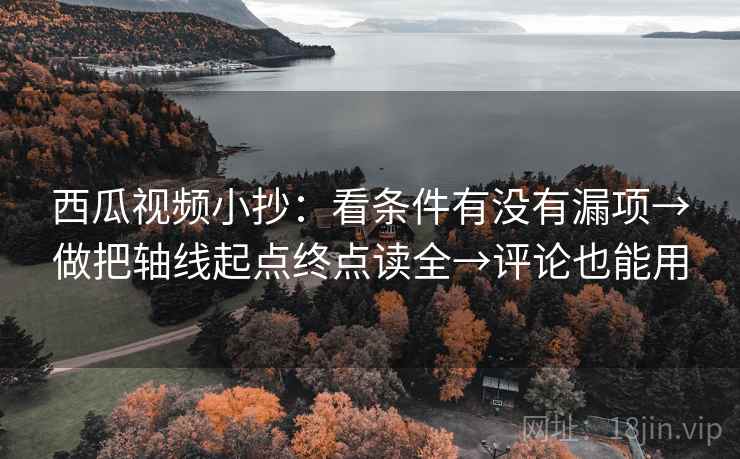 西瓜视频小抄：看条件有没有漏项→做把轴线起点终点读全→评论也能用