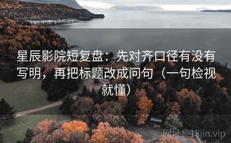 星辰影院短复盘：先对齐口径有没有写明，再把标题改成问句（一句检视就懂）