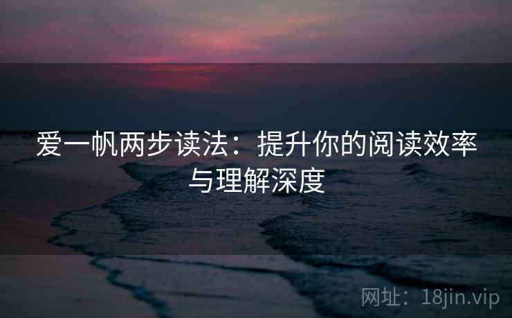 爱一帆两步读法：提升你的阅读效率与理解深度